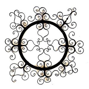 Antique Wrought Iron Medallion Scrollwork Vintage Plant Stand Trivet Wall Decor